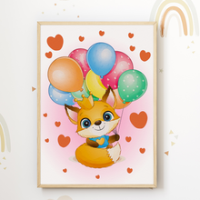 Laden Sie das Bild in den Galerie-Viewer, Du bist unser kleines Wunder Bilder 3er Set DIN A4 Kinderzimmer Wandbilder Babyzimmer Poster Dekoration Fuchs Regenbogen Luftballon