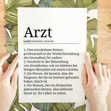 Laden Sie das Bild in den Galerie-Viewer, Arzt Poster Definition Kunstdruck Wandbild Geschenk