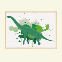 Laden Sie das Bild in den Galerie-Viewer, Dinosaurier Bilder 4er Set DIN A4 Kinderzimmer Wandbilder Babyzimmer Dino Poster Dekoration