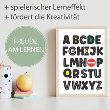 Laden Sie das Bild in den Galerie-Viewer, Kinderposter 6er Set ABC Auto Fahrzeuge Lernposter Alphabet | Kinderzimmer Wandbilder Einschulung Kindergarten Grundschule Lernhilfe für Kinder