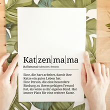 Laden Sie das Bild in den Galerie-Viewer, Katzenmama Poster Definition - Katzenbesitzer Geschenk Wandbild