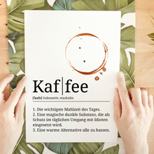 Laden Sie das Bild in den Galerie-Viewer, Kaffee Poster Definition - Kaffee Wandbild Barista Küche Wanddeko