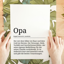 Laden Sie das Bild in den Galerie-Viewer, Opa Poster Definition - Großvater Vatertag Geschenk Wandbild