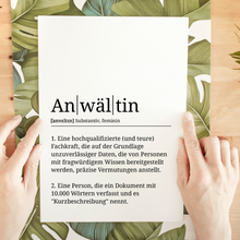 Laden Sie das Bild in den Galerie-Viewer, Anwältin Poster Definition Kunstdruck Wandbild Geschenk