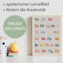 Laden Sie das Bild in den Galerie-Viewer, ABC Kinderposter 2er Set Alphabet Lernposter Buchstaben & Zahlen | Kinderzimmer Wandbilder Kindergarten Grundschule Lernhilfe für Kinder