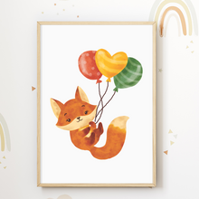 Laden Sie das Bild in den Galerie-Viewer, Du bist unser kleines Wunder Kinderzimmer Bilder 3er Set DIN A4 Wandbilder Babyzimmer Poster Dekoration - Fuchs Ballons Regenbogen