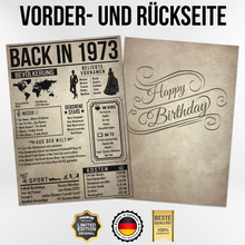 Laden Sie das Bild in den Galerie-Viewer, 53. Geburtstag Geschenkidee personalisierbar | Poster Jahrgang 1973 Geschenk | Back in 1973 Rückblick