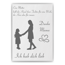 Laden Sie das Bild in den Galerie-Viewer, Mama Tochter Poster Kunstdruck DIN A4 Danksagung Muttertag Geschenk Dankeschön Beste Mutter Wandbild Mama Geburtstag Weihnachten