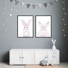 Laden Sie das Bild in den Galerie-Viewer, Niedlicher Hase 2er Set Kinderzimmer Bilder DIN A4 Wandbilder Deko Babyzimmer Poster