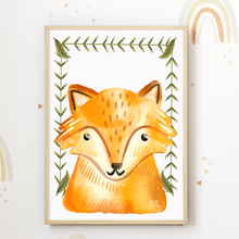 Laden Sie das Bild in den Galerie-Viewer, Waldtiere 4er Set Kinderzimmer Bilder DIN A4 Poster Babyzimmer Wandbilder Dekoration - Bär Fuchs Hase Reh