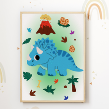 Laden Sie das Bild in den Galerie-Viewer, Dinosaurier Bilder 6er Set DIN A4 Kinderzimmer Dino Wandbilder Babyzimmer Poster Dekoration