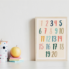 Laden Sie das Bild in den Galerie-Viewer, ABC Kinderposter 2er Set Alphabet Lernposter Buchstaben & Zahlen | Kinderzimmer Wandbilder Kindergarten Grundschule Lernhilfe für Kinder