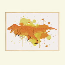 Laden Sie das Bild in den Galerie-Viewer, Dinosaurier Bilder 4er Set DIN A4 Kinderzimmer Wandbilder Babyzimmer Dino Poster Dekoration