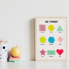 Laden Sie das Bild in den Galerie-Viewer, Kinderposter 3er Set ABC, Zahlen, Formen Lernposter Kinderzimmer Wandbilder Kindergarten Grundschule Alphabet Lernhilfe für Kinder