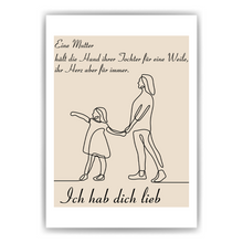 Laden Sie das Bild in den Galerie-Viewer, Mama Tochter Poster personalisierbar DIN A4 Kunstdruck Danksagung Muttertag Geschenk Beste Mutter Wandbild