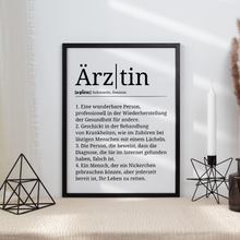 Laden Sie das Bild in den Galerie-Viewer, Ärztin Poster Definition Kunstdruck Wandbild Geschenk
