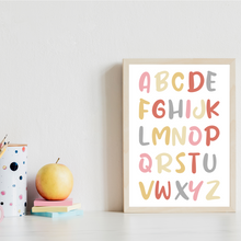 Laden Sie das Bild in den Galerie-Viewer, ABC Kinderposter 2er Set Alphabet Lernposter Buchstaben & Zahlen | Kinderzimmer Wandbilder Einschulung Kindergarten Grundschule Lernhilfe für Kinder
