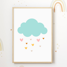 Laden Sie das Bild in den Galerie-Viewer, Regenbogen Wolke Sonne 3er Set Kinderzimmer Bilder DIN A4 Poster Babyzimmer Wandbilder Dekoration