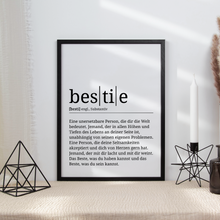 Laden Sie das Bild in den Galerie-Viewer, bestie Poster Definition - Beste Freundin Geschenk Freundinnen Wandbild