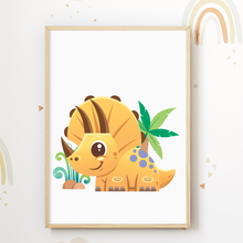 Laden Sie das Bild in den Galerie-Viewer, Dinosaurier 3er Set Kinderzimmer Bilder DIN A4 Poster Babyzimmer Wandbilder Dekoration
