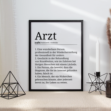 Laden Sie das Bild in den Galerie-Viewer, Arzt Poster Definition Kunstdruck Wandbild Geschenk