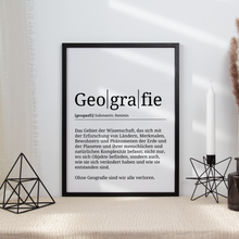 Laden Sie das Bild in den Galerie-Viewer, Geografie Poster Definition Kunstdruck Wandbild Geschenk