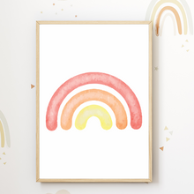 Laden Sie das Bild in den Galerie-Viewer, Farbenfrohe Wolken Regenbogen Sonne 3er Set Kinderzimmer Bilder DIN A4 Wandbilder Deko Babyzimmer Poster