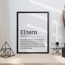 Laden Sie das Bild in den Galerie-Viewer, Eltern Poster Definition - Mama Papa Geschenk Wandbild