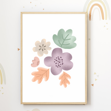 Laden Sie das Bild in den Galerie-Viewer, Waldtiere Reh Hase Blumen 4er Set Kinderzimmer Bilder DIN A4 Wandbilder Deko Babyzimmer Poster