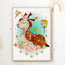 Laden Sie das Bild in den Galerie-Viewer, Waldtiere Waschbär Reh Fuchs Bilder 3er Set DIN A4 Kinderzimmer Wandbilder Babyzimmer Poster Dekoration
