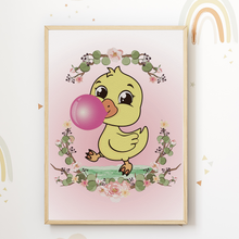 Laden Sie das Bild in den Galerie-Viewer, Schaf Küken Hase Kuh Kaugummi Bilder 4er Set DIN A4 Kinderzimmer Wandbilder Babyzimmer Poster Dekoration