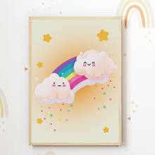 Laden Sie das Bild in den Galerie-Viewer, Regenbogen Einhorn Bilder 3er Set DIN A4 Kinderzimmer Wandbilder Babyzimmer Poster Dekoration