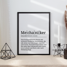 Laden Sie das Bild in den Galerie-Viewer, Mechaniker Poster Definition Kunstdruck Wandbild Geschenk