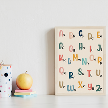Laden Sie das Bild in den Galerie-Viewer, ABC Kinderposter Alphabet 2er Set Lernposter Buchstaben & Zahlen | Kinderzimmer Wandbilder Kindergarten Grundschule Lernhilfe für Kinder