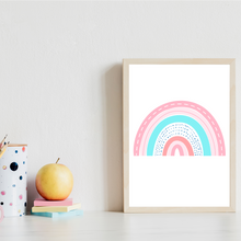 Laden Sie das Bild in den Galerie-Viewer, ABC Kinderposter 3er Set Lernposter Regenbogen Alphabet & Zahlen | Kinderzimmer Wandbilder Einschulung Kindergarten Grundschule Lernhilfe für Kinder
