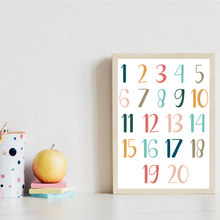 Laden Sie das Bild in den Galerie-Viewer, ABC Kinderposter 2er Set Alphabet Lernposter Buchstaben & Zahlen | Kinderzimmer Wandbilder Kindergarten Grundschule Kinder Lernhilfe Poster