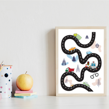 Laden Sie das Bild in den Galerie-Viewer, Kinderposter 6er Set ABC Auto Fahrzeuge Lernposter Alphabet | Kinderzimmer Wandbilder Kindergarten Grundschule Lernhilfe für Kinder
