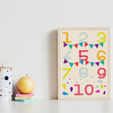 Laden Sie das Bild in den Galerie-Viewer, ABC Zahlen Kinderposter 3er Set Alphabet Lernposter Buchstaben & Zahlen | Kinderzimmer Wandbilder Kindergarten Grundschule Lernhilfe für Kinder