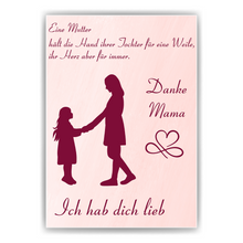Laden Sie das Bild in den Galerie-Viewer, Mama Tochter Poster Kunstdruck DIN A4 Danksagung Muttertag Geschenk Dankeschön Beste Mutter Wandbild Mama Geburtstag Weihnachten