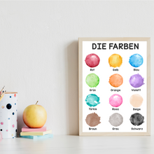 Laden Sie das Bild in den Galerie-Viewer, Kinderposter 3er Set Formen, Zahlen, Farben Lernposter Kinderzimmer Wandbilder Kindergarten Grundschule Alphabet Kinder Lernhilfe Poster