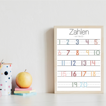 Laden Sie das Bild in den Galerie-Viewer, ABC Kinderposter 2er Set Alphabet Lernposter Buchstaben & Zahlen | Kinderzimmer Wandbilder Kindergarten Grundschule Kinder Lernhilfe Poster