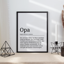 Laden Sie das Bild in den Galerie-Viewer, Opa Poster Definition - Großvater Vatertag Geschenk Wandbild