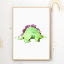 Laden Sie das Bild in den Galerie-Viewer, Dinosaurier Bilder 4er Set DIN A4 Kinderzimmer Poster Dino Babyzimmer Wandbilder Dekoration