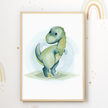 Laden Sie das Bild in den Galerie-Viewer, Dinosaurier Bilder 6er Set DIN A4 Kinderzimmer Wandbilder Babyzimmer Poster Dekoration