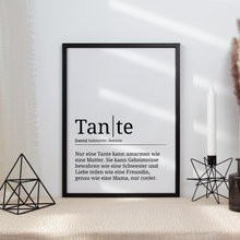 Laden Sie das Bild in den Galerie-Viewer, Tante Poster Definition - Wandbild Geschenk