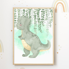 Laden Sie das Bild in den Galerie-Viewer, Niedliche Dinosaurier Bilder 3er Set DIN A4 Kinderzimmer Dino Wandbilder Babyzimmer Poster Dekoration