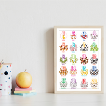 Laden Sie das Bild in den Galerie-Viewer, Kinderposter 2er Set Tier ABC, Zahlen Lernposter Kinderzimmer Wandbilder Kindergarten Grundschule Alphabet Lernhilfe für Kinder
