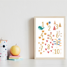 Laden Sie das Bild in den Galerie-Viewer, Kinderposter 2er Set Tiere ABC, Zahlen Lernposter Kinderzimmer Wandbilder Einschulung Kindergarten Grundschule Alphabet Lernhilfe für Kinder