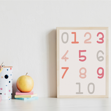 Laden Sie das Bild in den Galerie-Viewer, ABC Kinderposter 3er Set Lernposter Regenbogen Alphabet & Zahlen | Kinderzimmer Wandbilder Kindergarten Grundschule Lernhilfe für Kinder