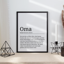 Laden Sie das Bild in den Galerie-Viewer, Oma Poster Definition - Großmutter Muttertag Geschenk Wandbild